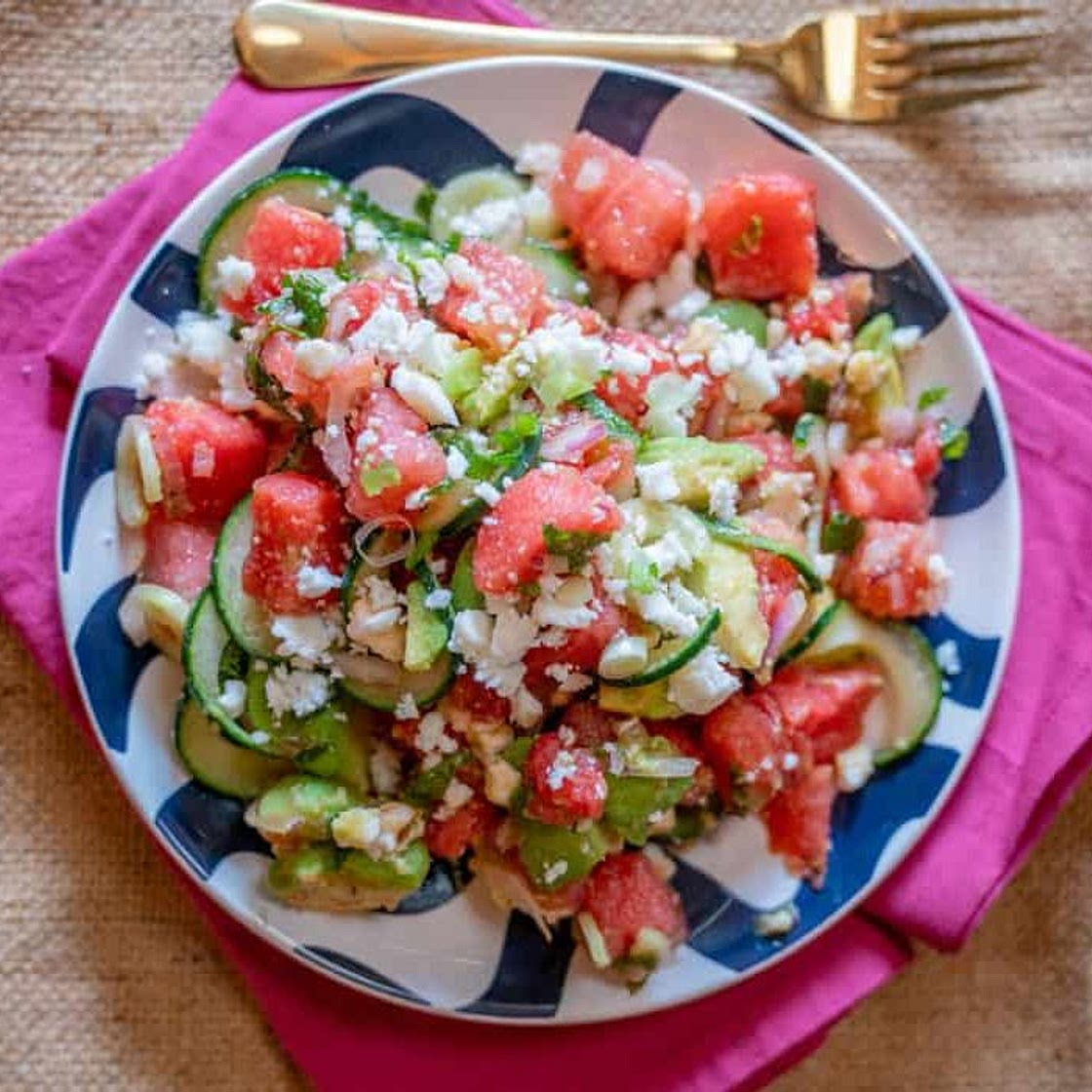 Watermelon 'Feta' Mint Salad Recipe