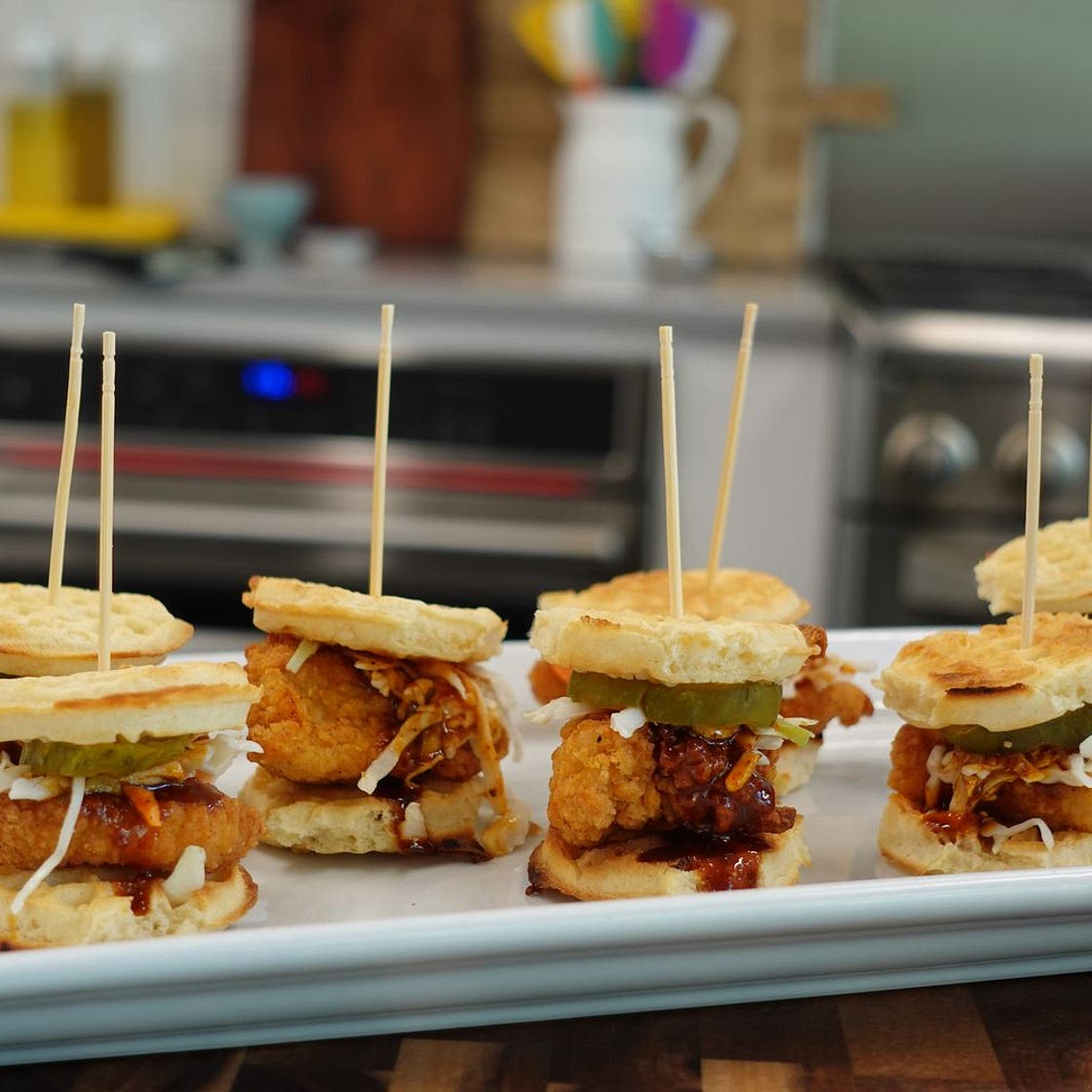 Mini Hot Chicken and Waffle Sliders