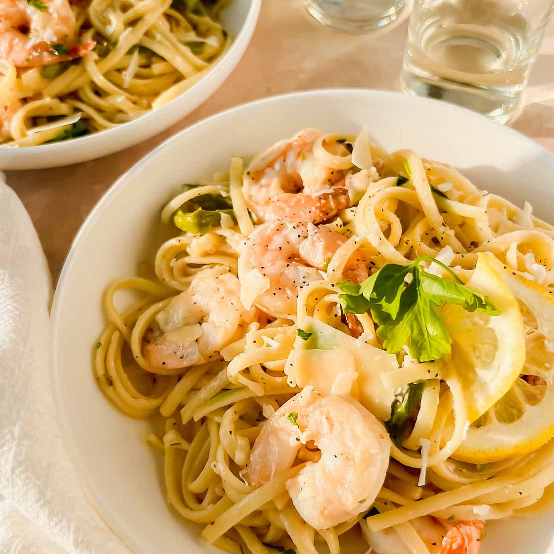 One Pot Lemon Garlic Shrimp Pasta