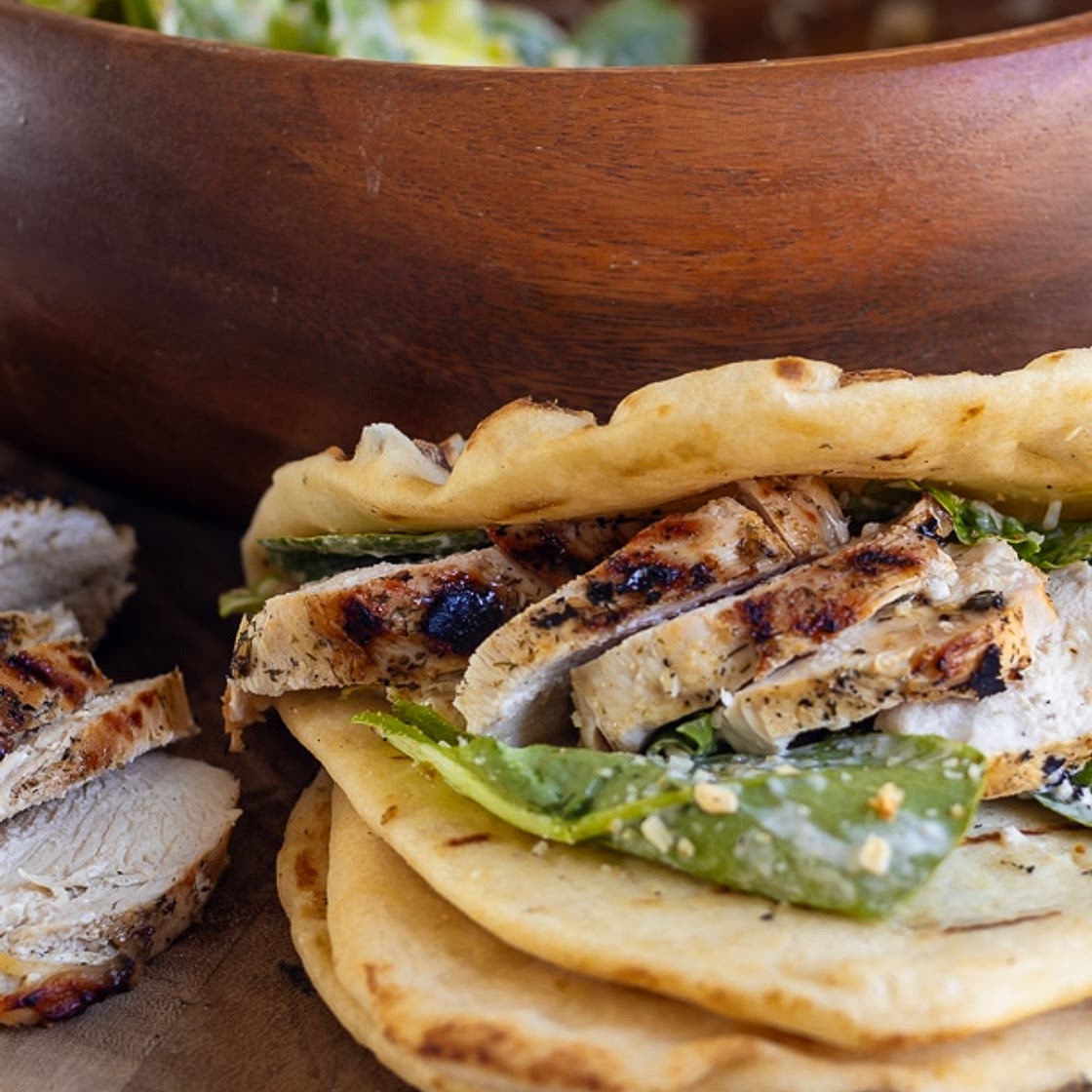 Chicken Caesar Pitas