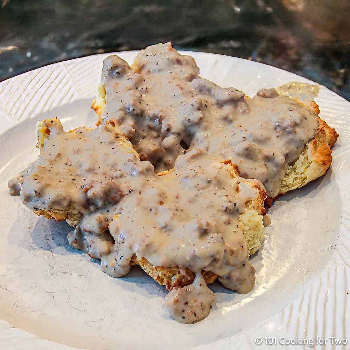Healthier Sausage Gravy and Biscuits