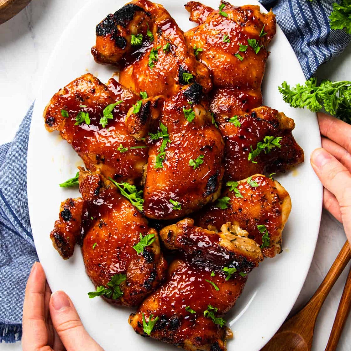 Oven Baked BBQ Boneless Chicken Thighs