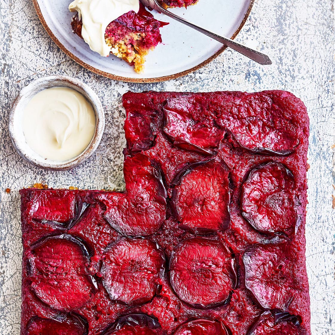 Plum upside-down cake