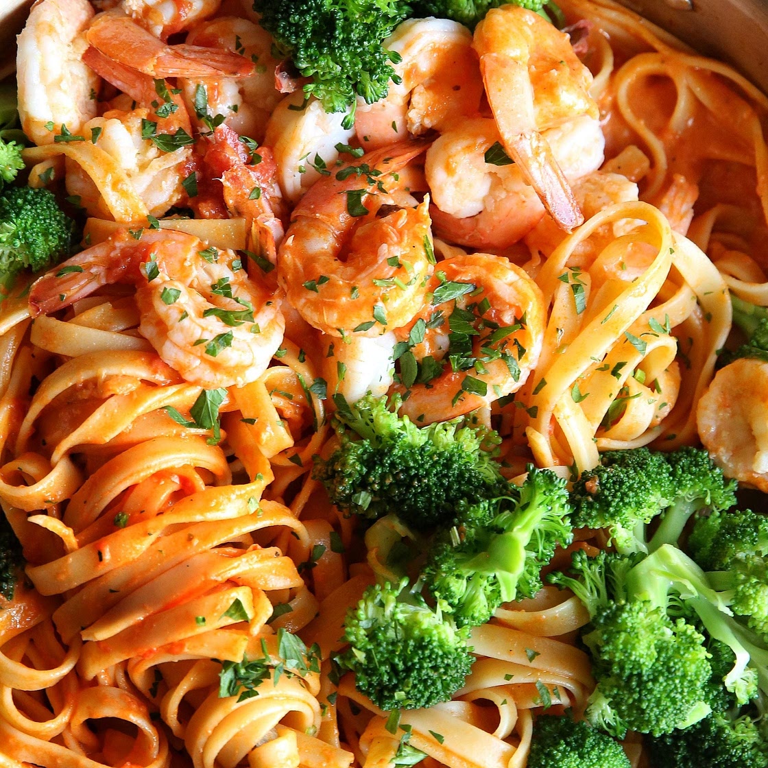 Prawn and Broccoli Fettuccine