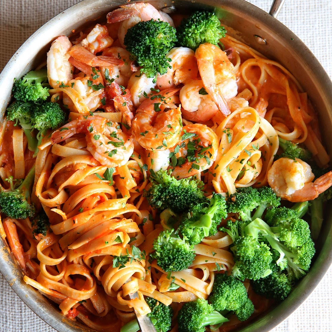 Prawn and Broccoli Fettuccine