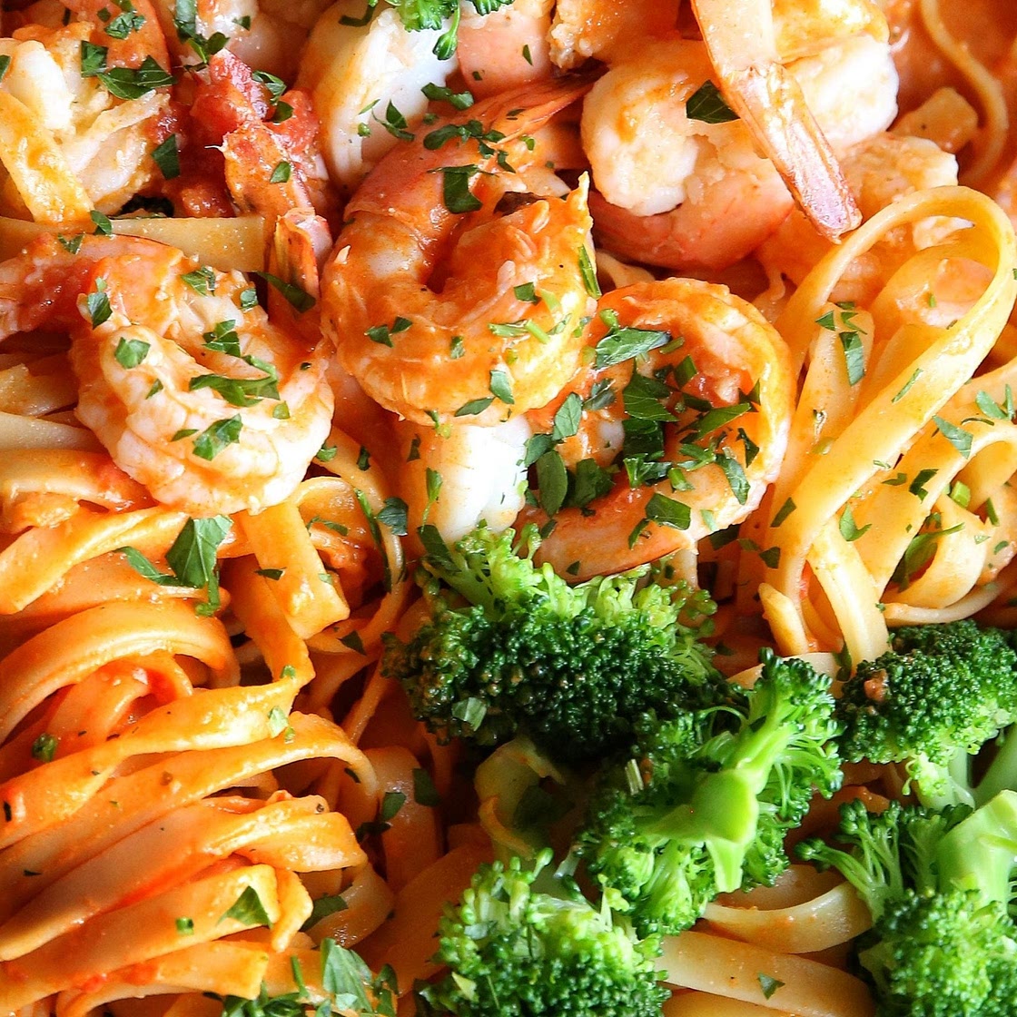 Prawn and Broccoli Fettuccine