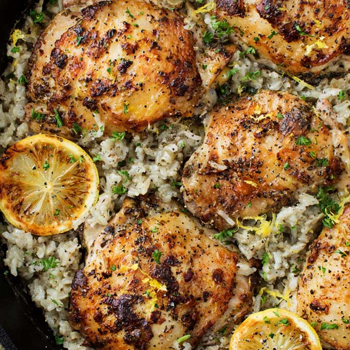 One Pan Greek Lemon Chicken and Rice