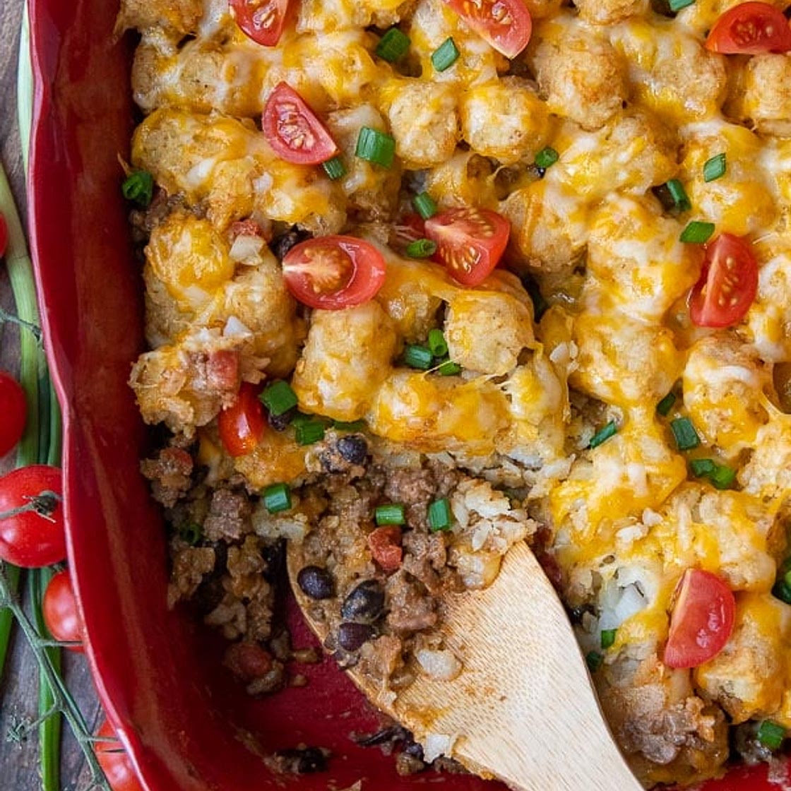 Mexican Casserole with Tater Tots & Ground Beef