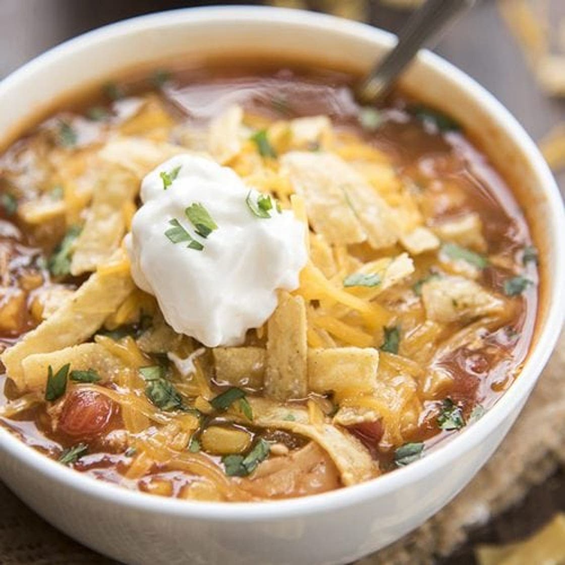 Slow Cooker Chicken Enchilada Soup