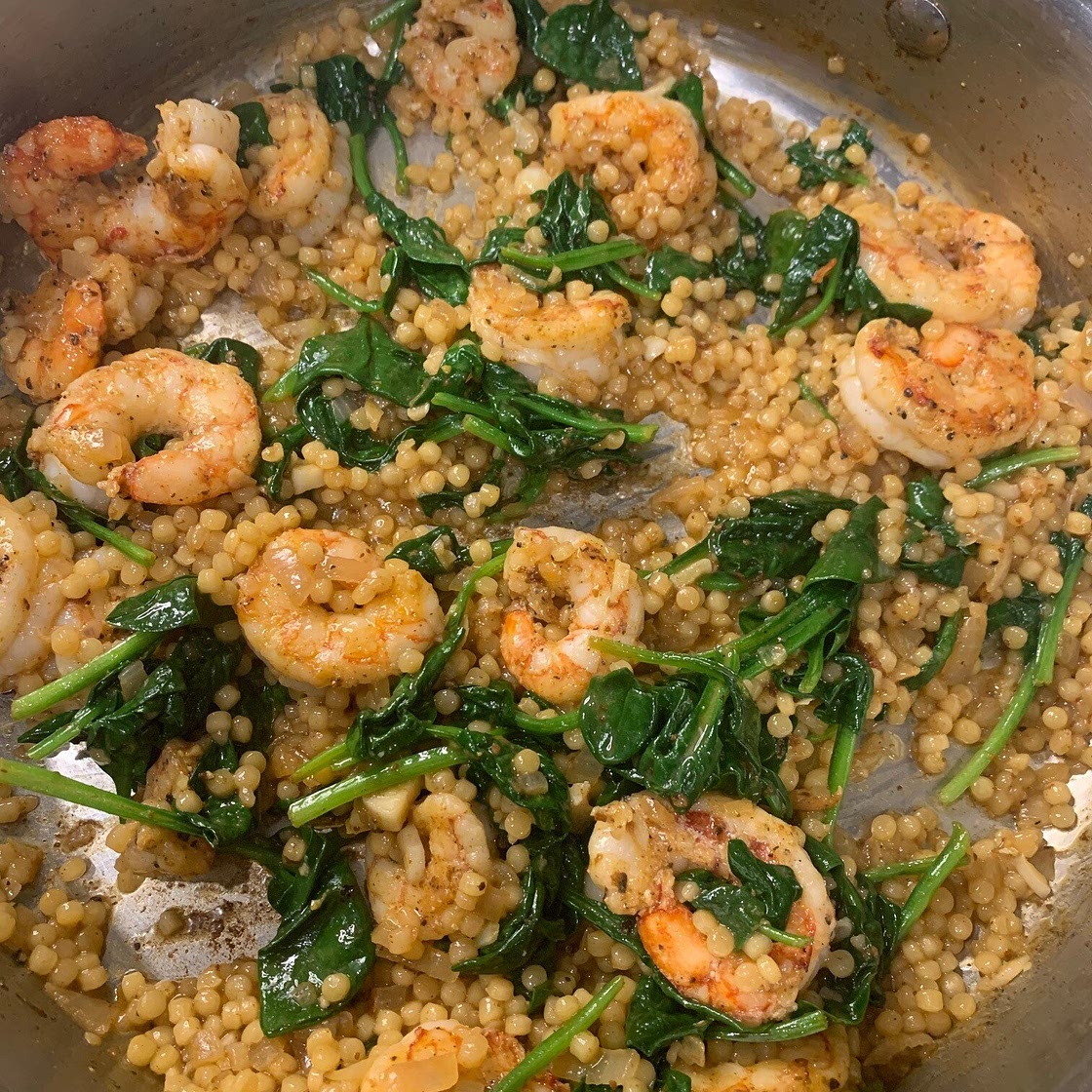 One Pan Lemon Pepper Old Bay Shrimp and Couscous