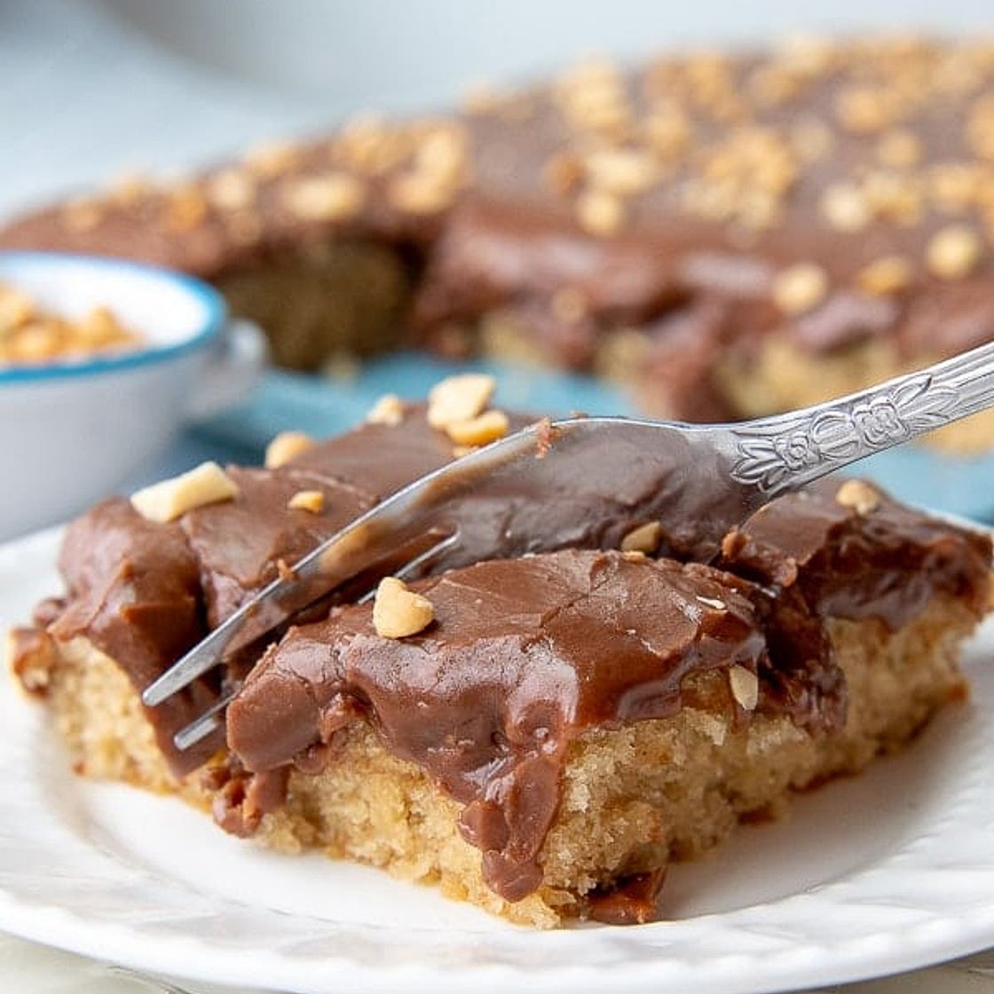 Easy Peanut Butter Sheet Cake & Chocolate Frosting