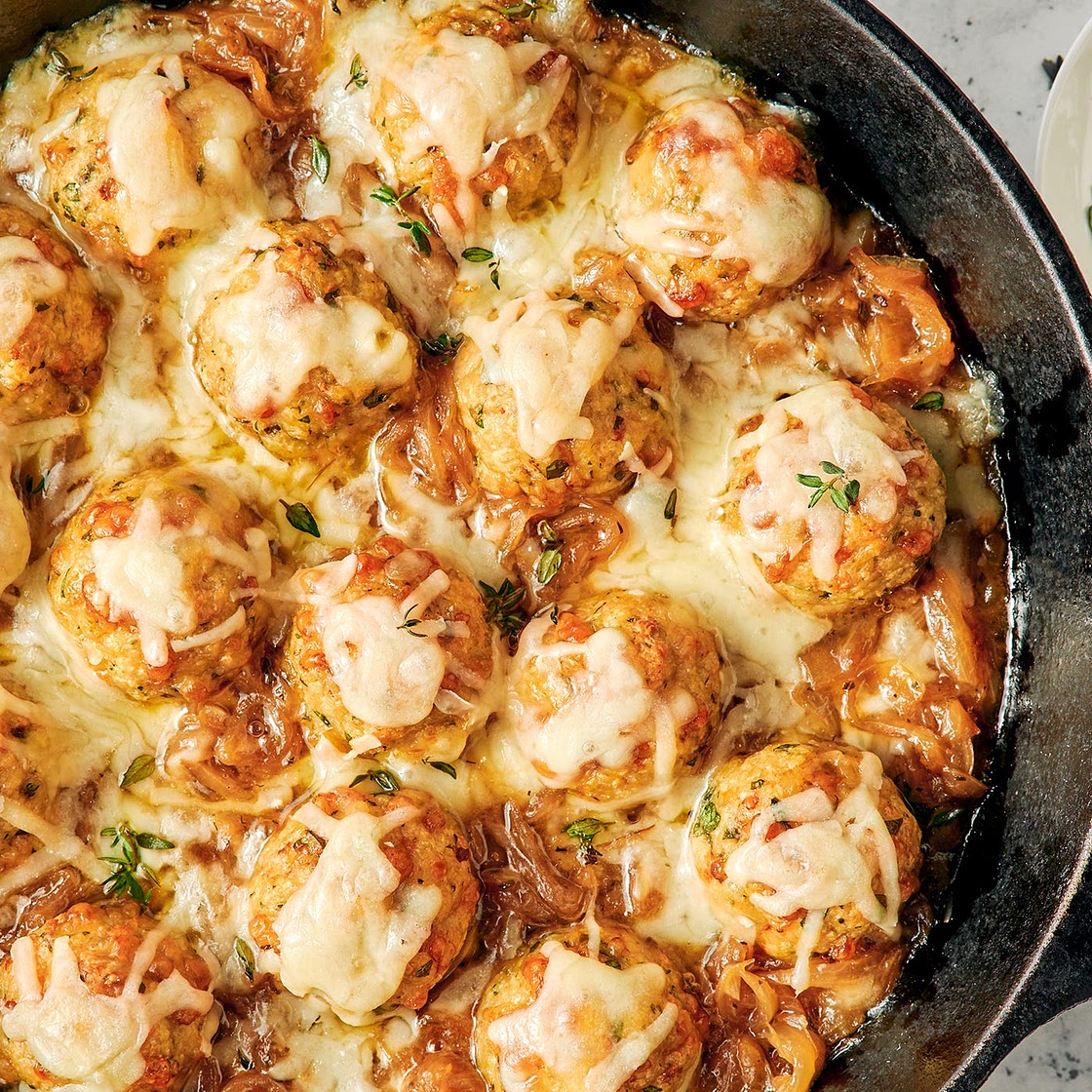 French Onion Chicken Meatballs