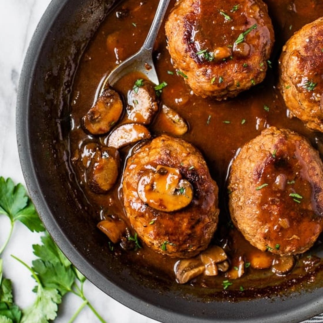 Skinny Salisbury Steak with Mushroom Gravy