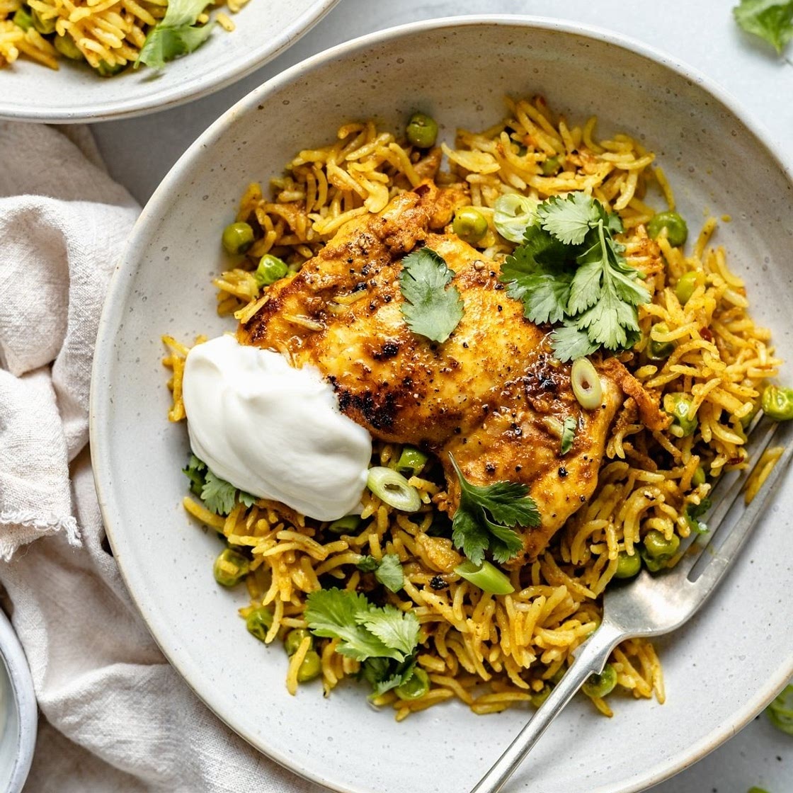 One Pan Tandoori Chicken with Spiced Coconut Rice