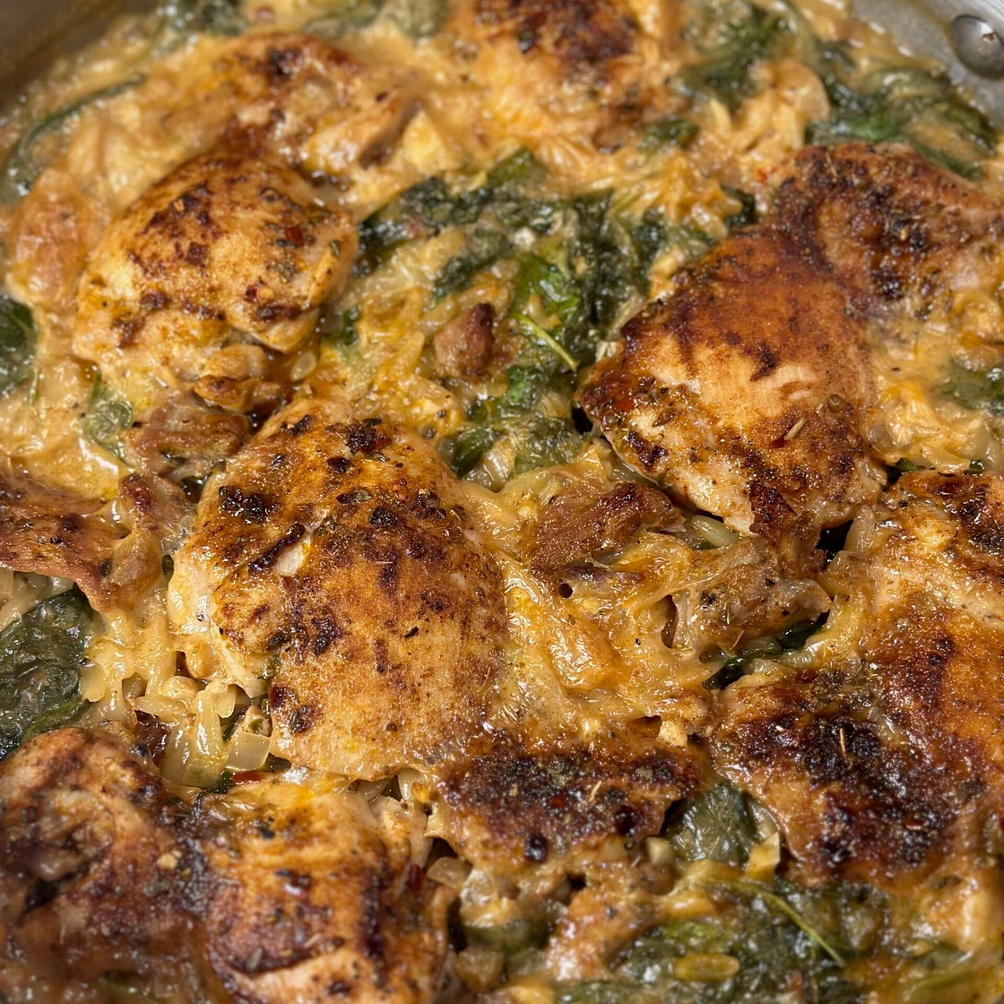 One Pan Sun-Dried Tomato Chicken Orzo