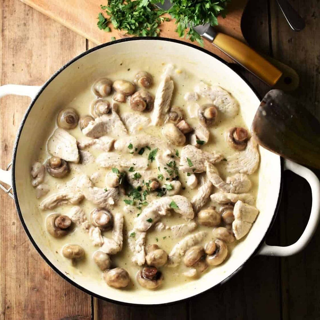 Healthy Turkey Stroganoff with Baby Button Mushrooms