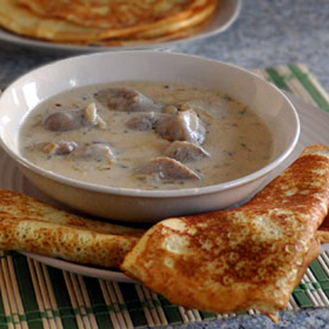 Belarusian Machanka with Yeast Crepes