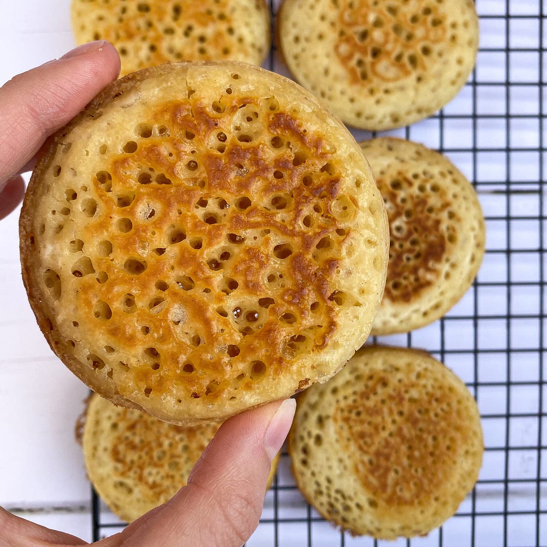Crumpets (gluten free, dairy free and vegan)