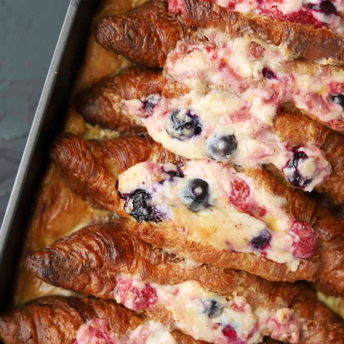 Berry Stuffed Croissant French Toast Bake