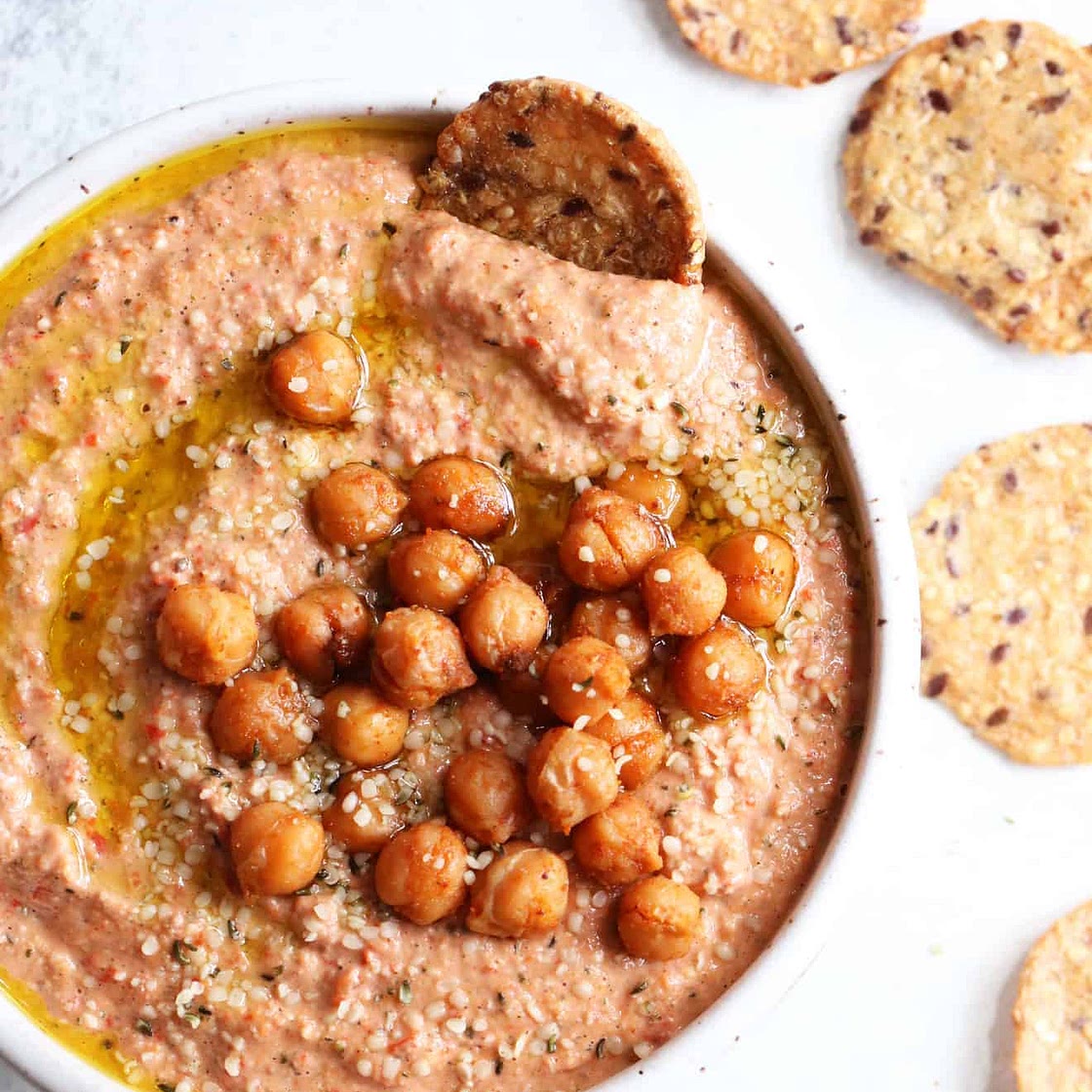 Roasted Red Pepper Walnut Hemp Dip