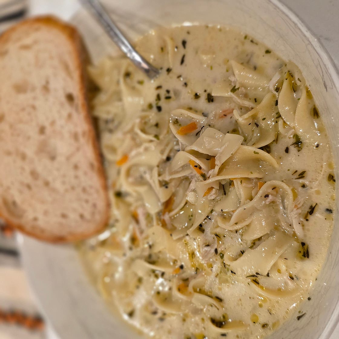 Creamy chicken noodle soup