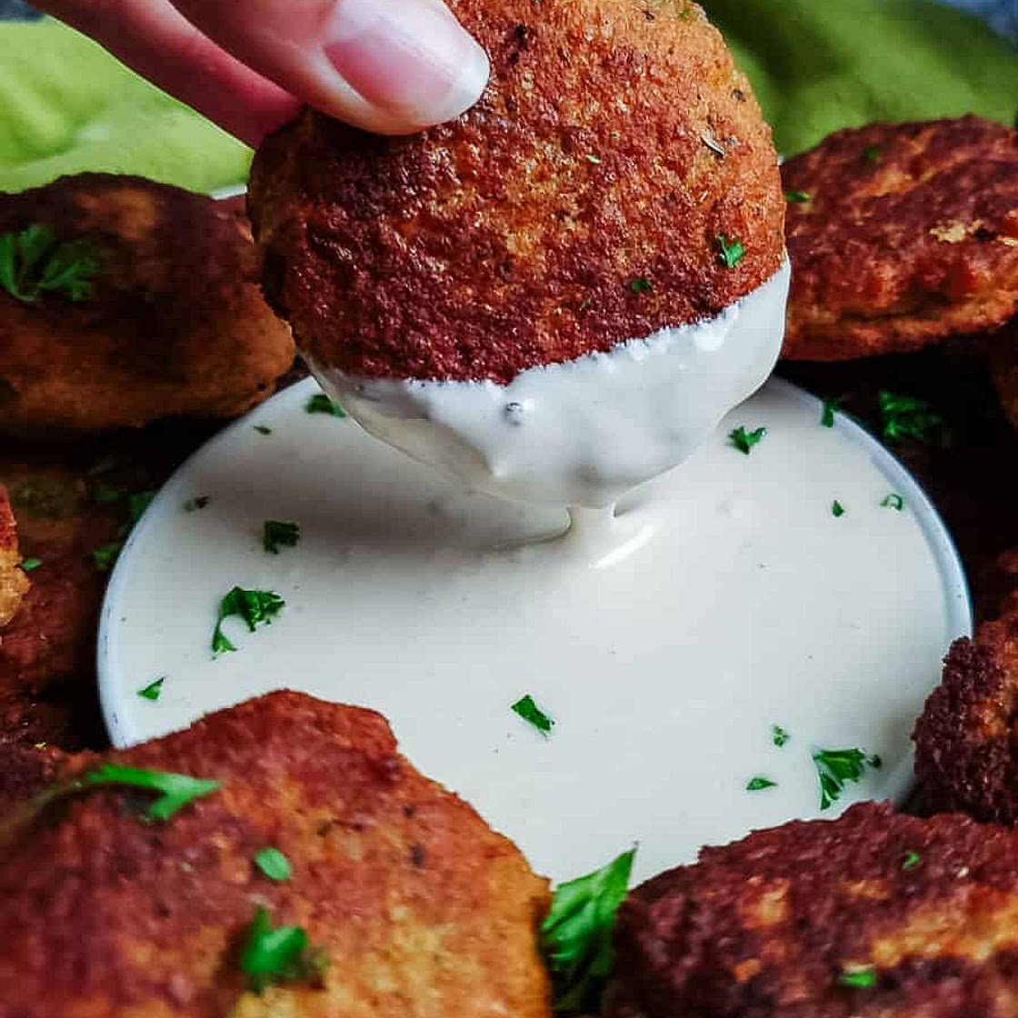 Easy Lentil Patties (with Lemon Tahini Dip)