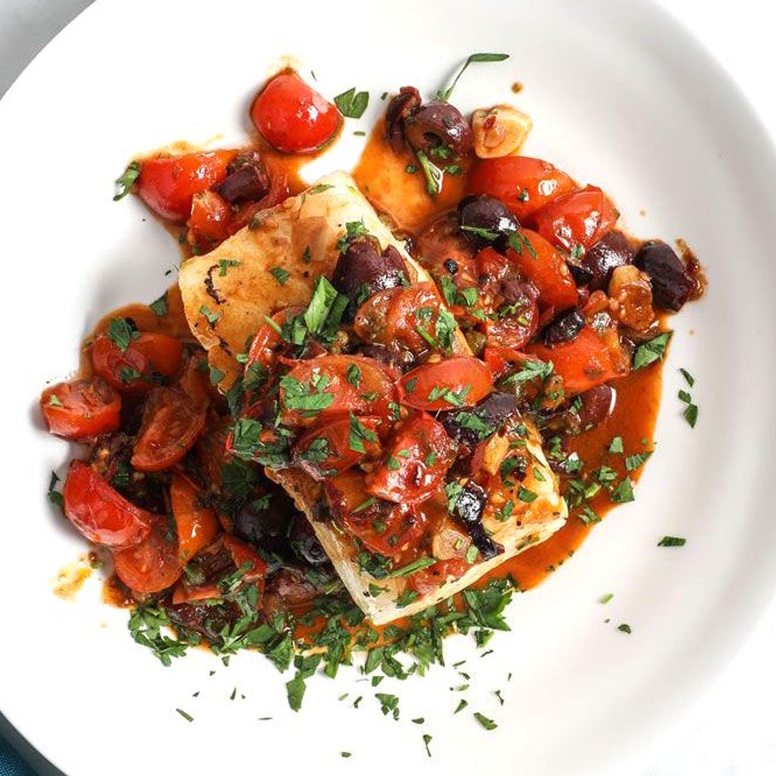 Sea Bass with Sicilian Cherry Tomato Sauce