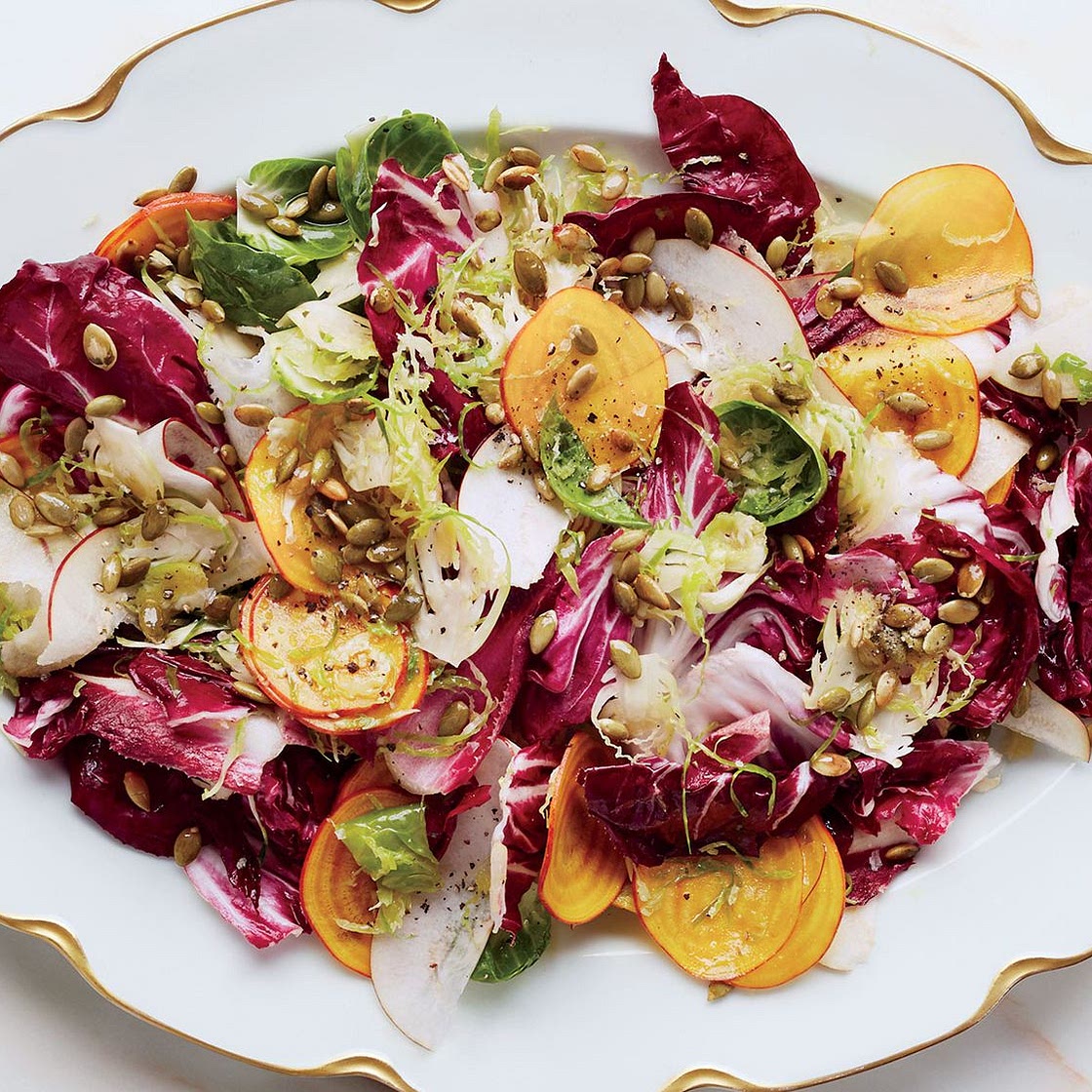 Winter Slaw With Red Pears and Pumpkin Seeds