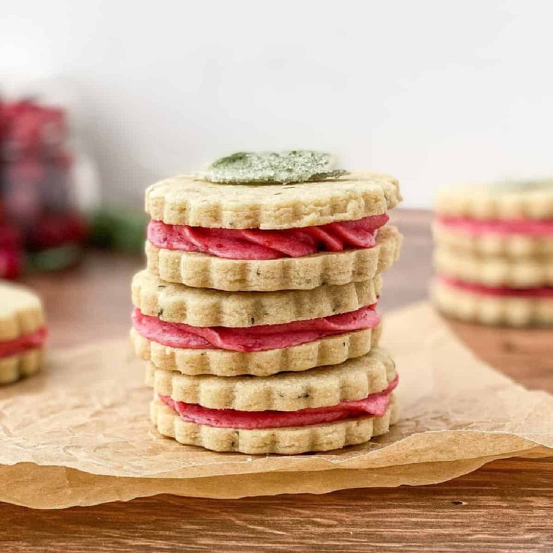 Sage Cookies with Cranberry Buttercream