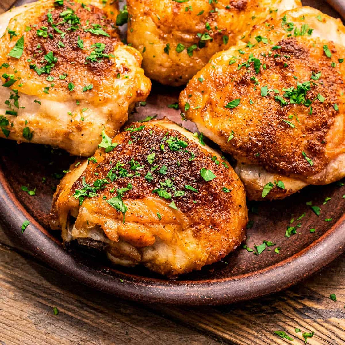 Air Fryer Chicken Thighs (Bone In Skin On)