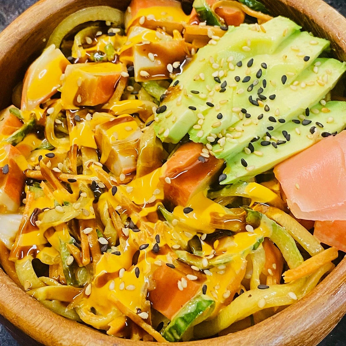 California Roll Cucumber Noodle Bowls