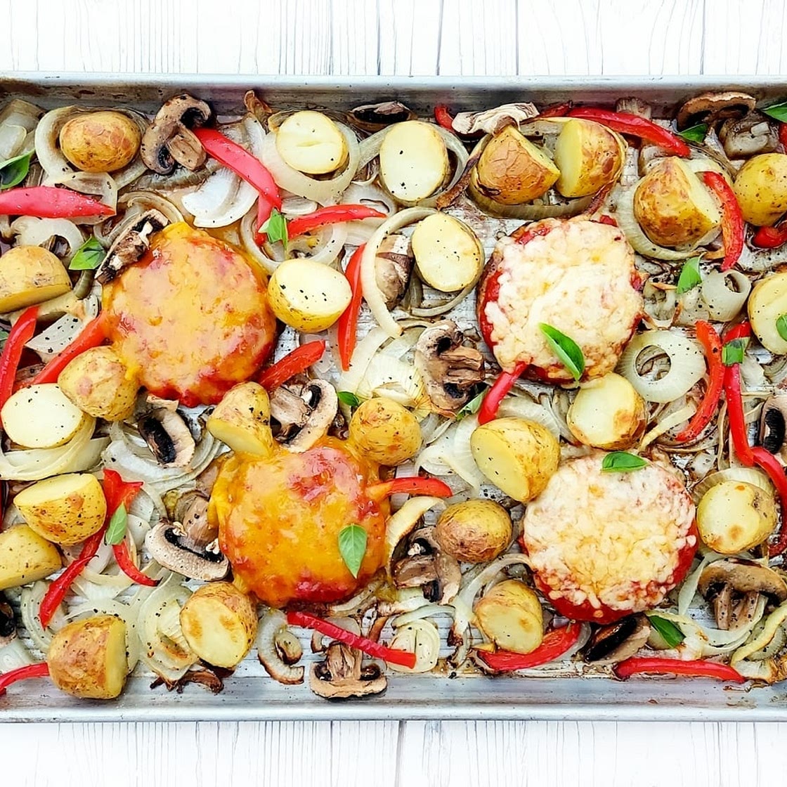 Vegan Burger & Onion Bake