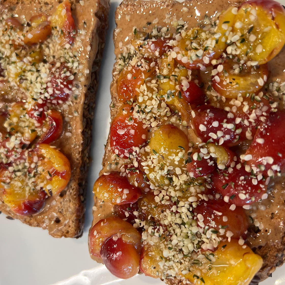 Roasted Cherry Almond Butter Toast
