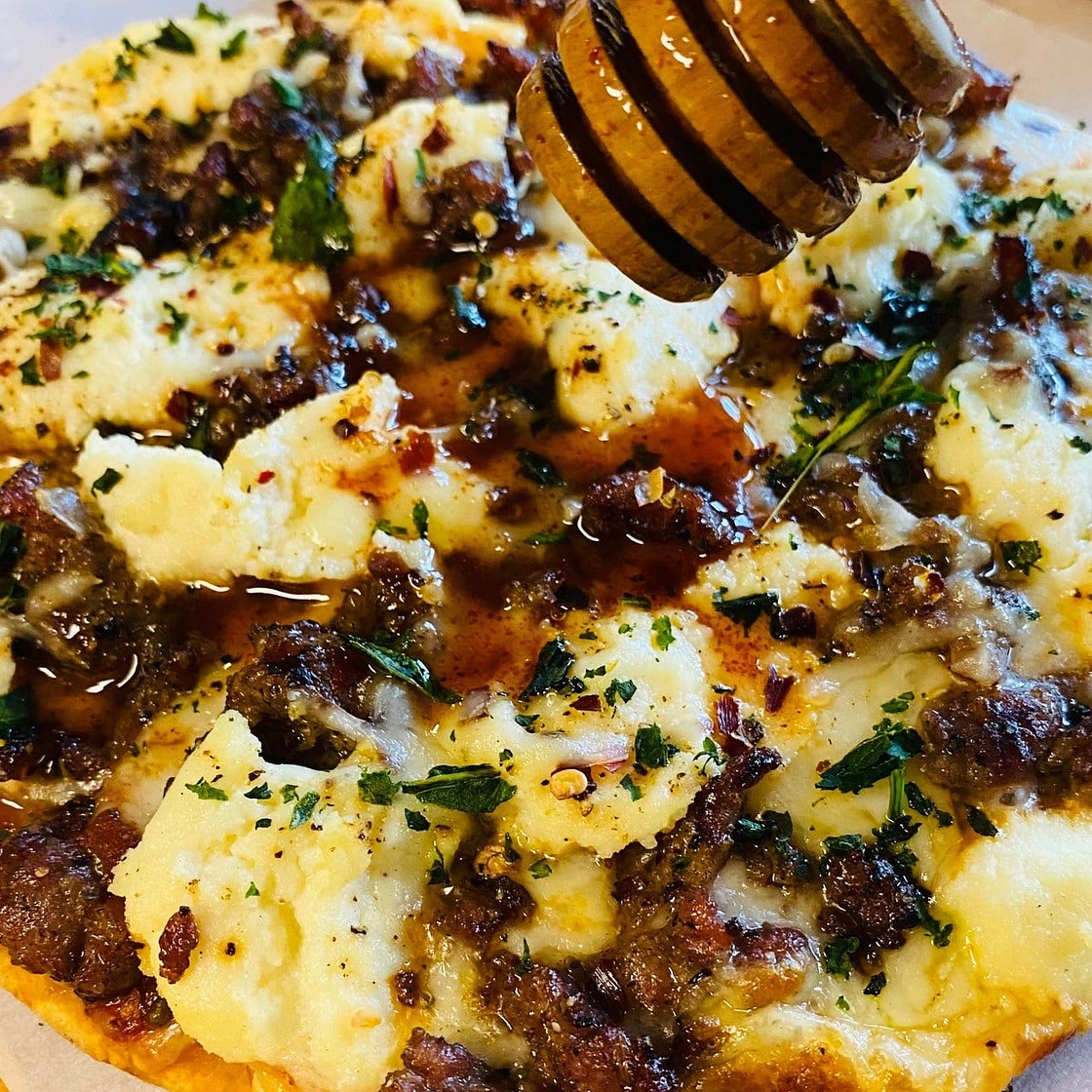 Sausage Ricotta Honey Hot Pizza