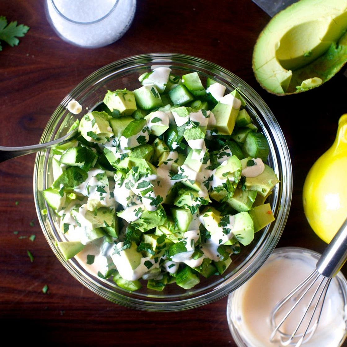 obsessively good avocado cucumber salad