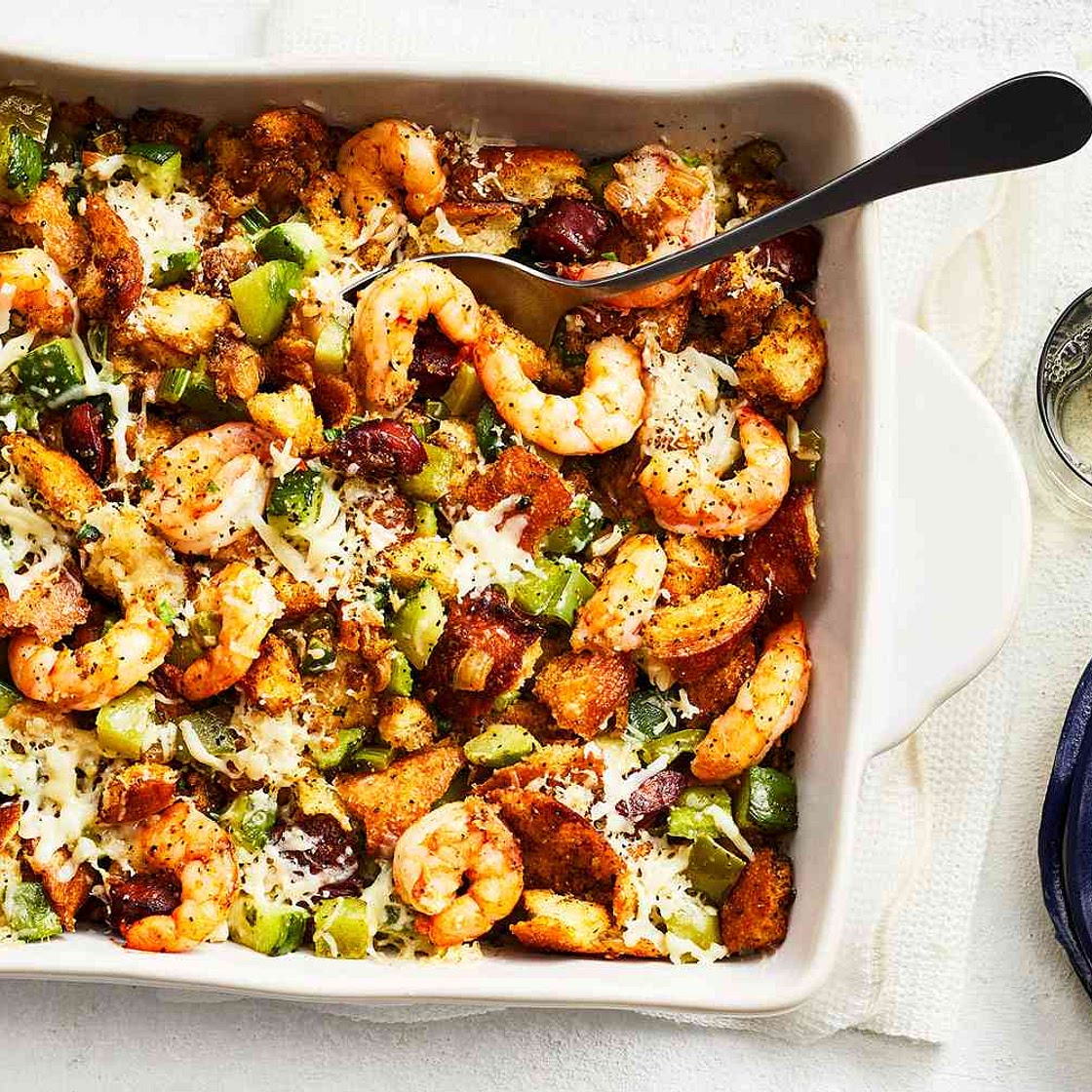 Mirliton and Gulf Shrimp Casserole