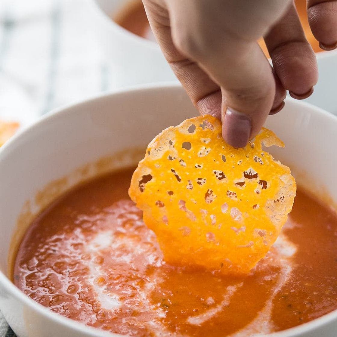 Easy Instant Pot Tomato Soup with Crispy Cheese
