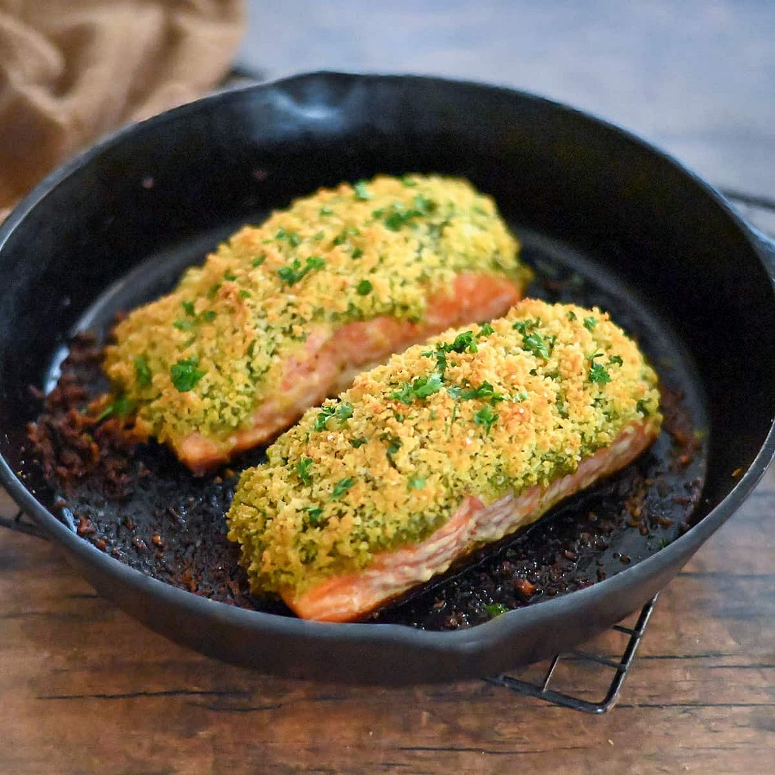 Pesto Crusted Salmon with Panko