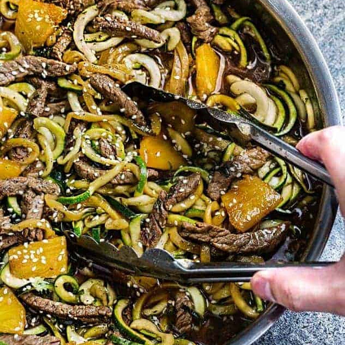 One Pot Teriyaki Beef Zoodles + Meal Prep!