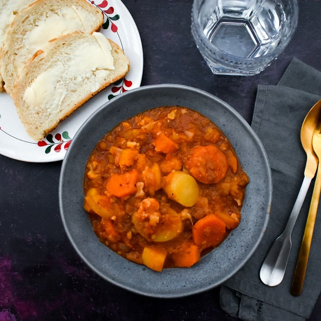 Vegan Butternut Squash & Lentil Stew with Potatoes