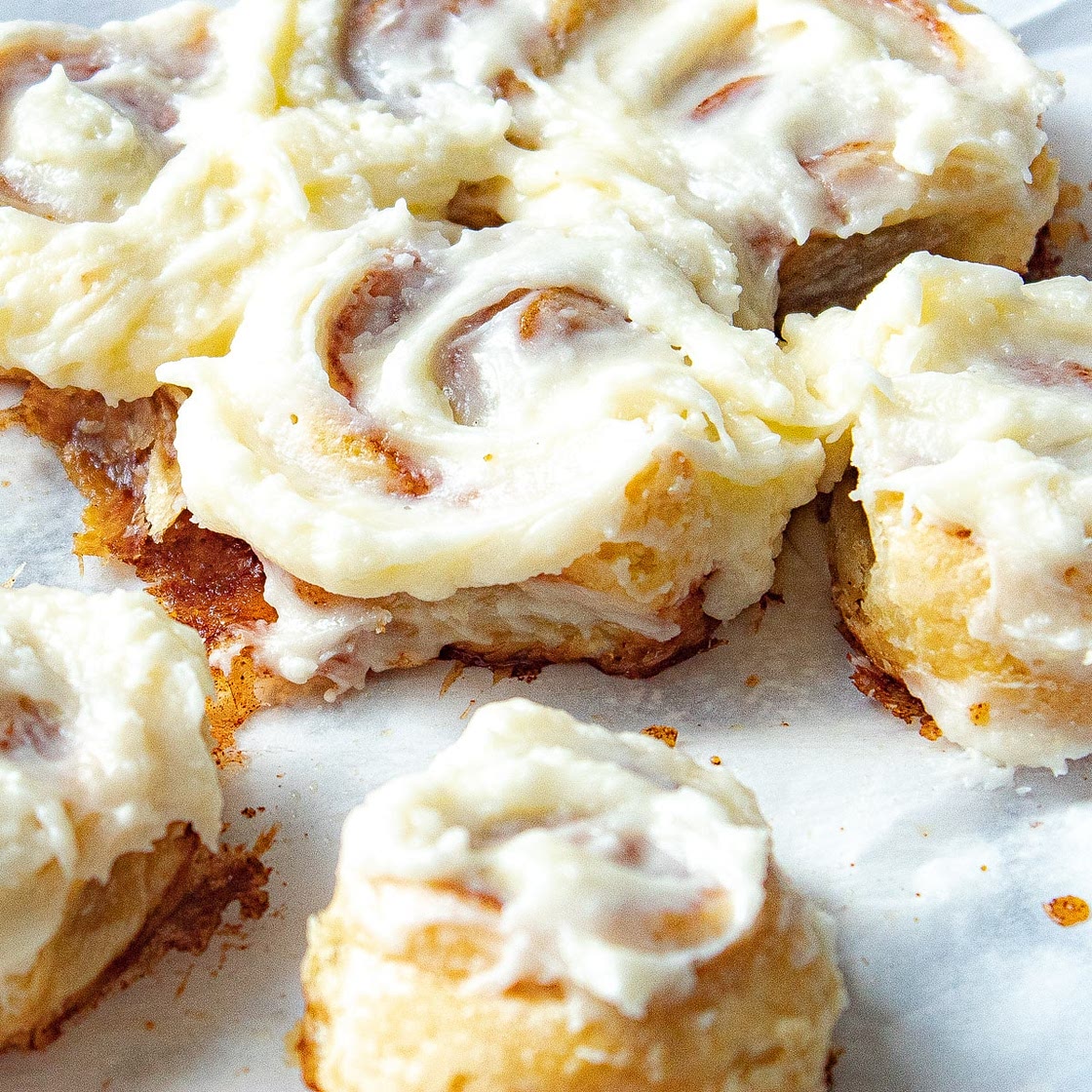 Puff Pastry Cinnamon Rolls with Cream Cheese Frosting