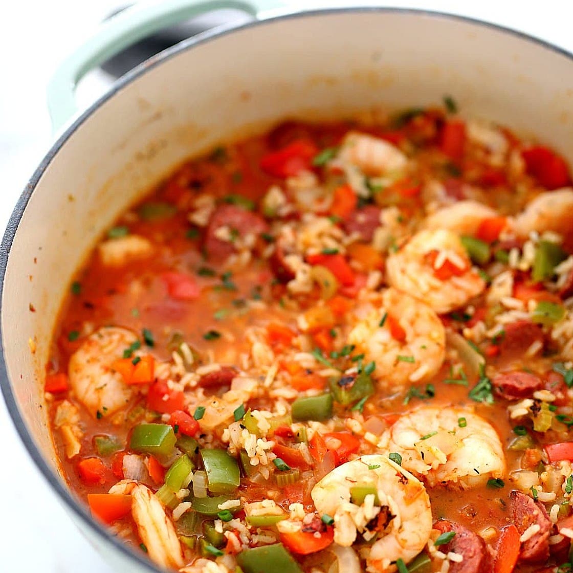 Healthy Jambalaya with Shrimp and Sausage