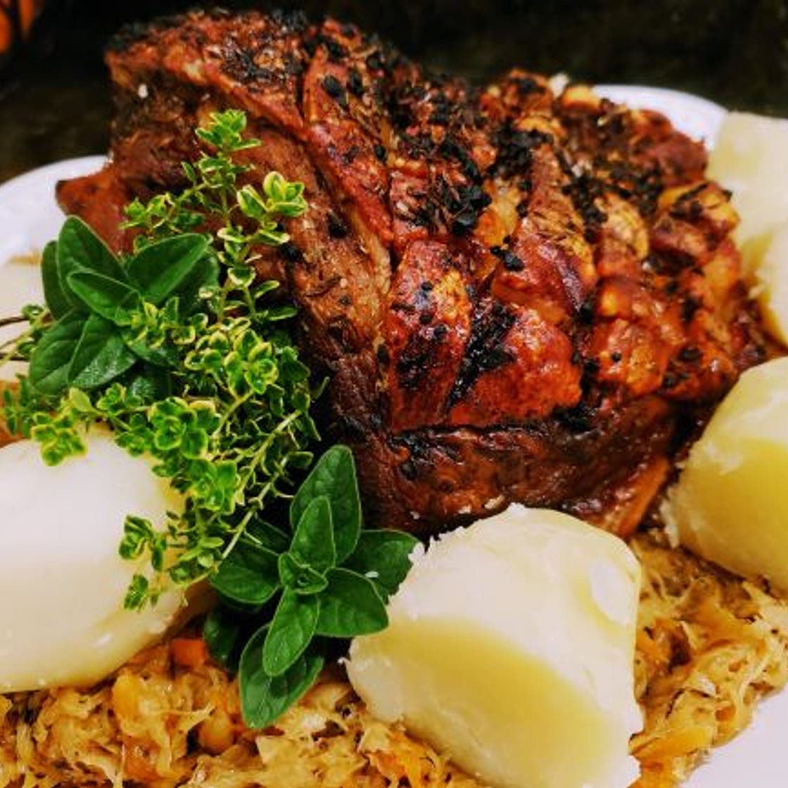 Roasted Ham with Sauerkraut | Lithuanian Dinner