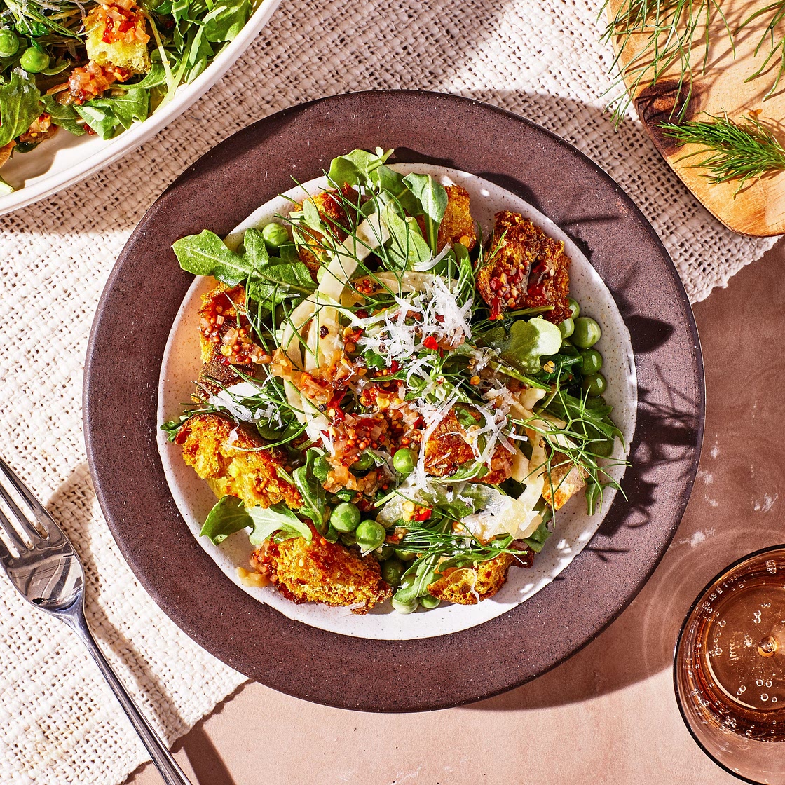 Spring-y Panzanella With Kombucha Vinaigrette