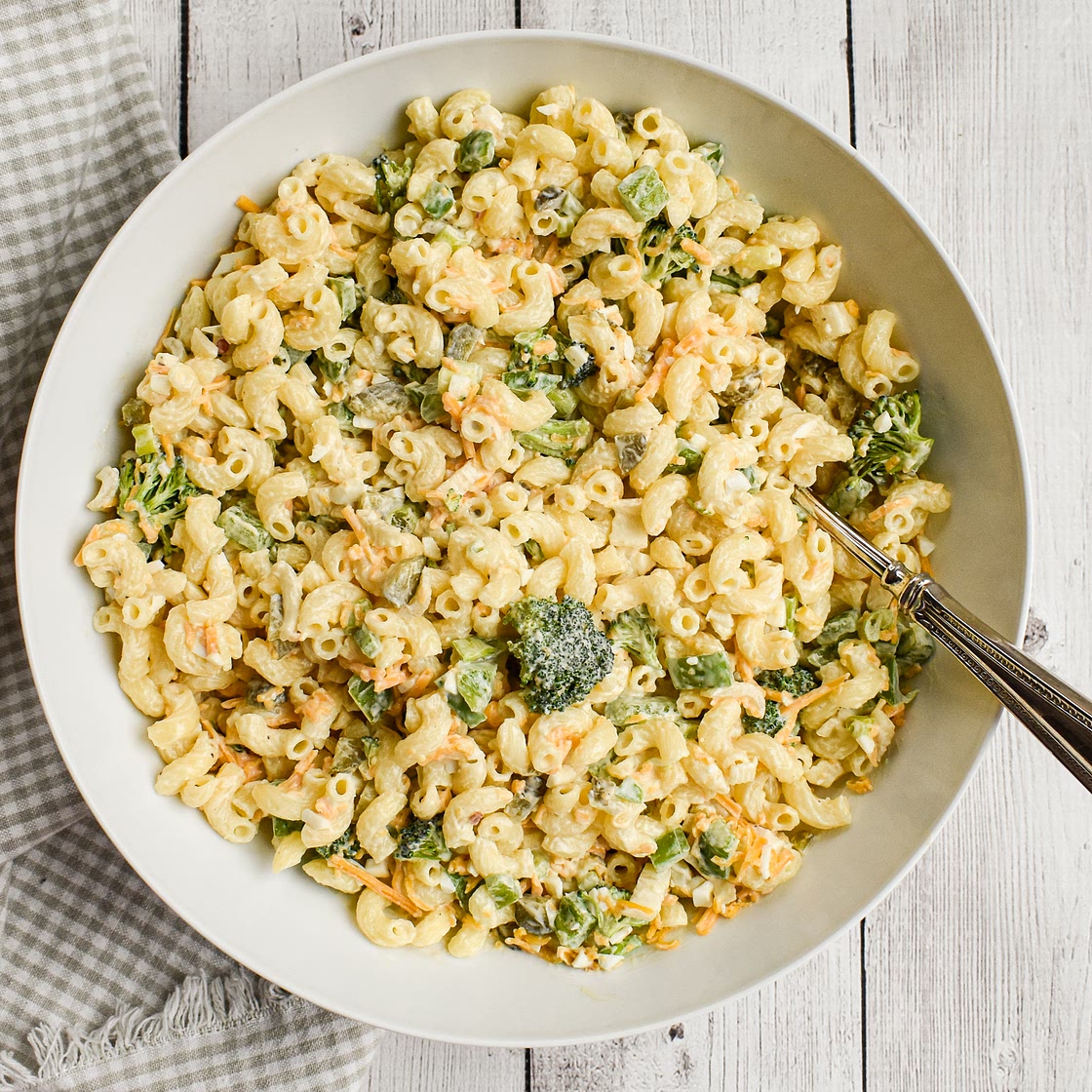 Dr. Rachel’s Favorite Low-FODMAP Macaroni Salad; Gluten-free, Vegetarian