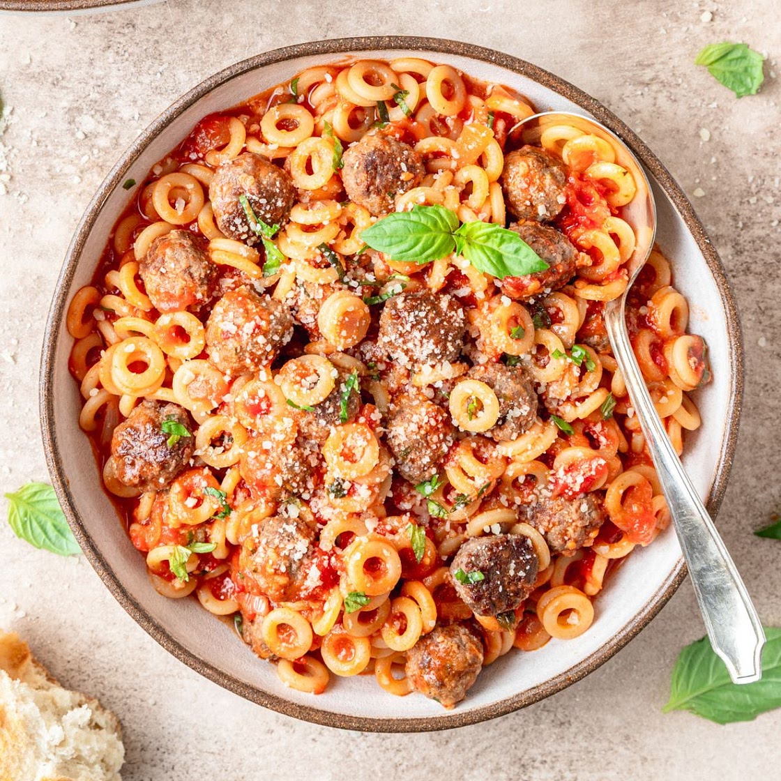 Homemade Spaghetti O's with Mini Meatballs