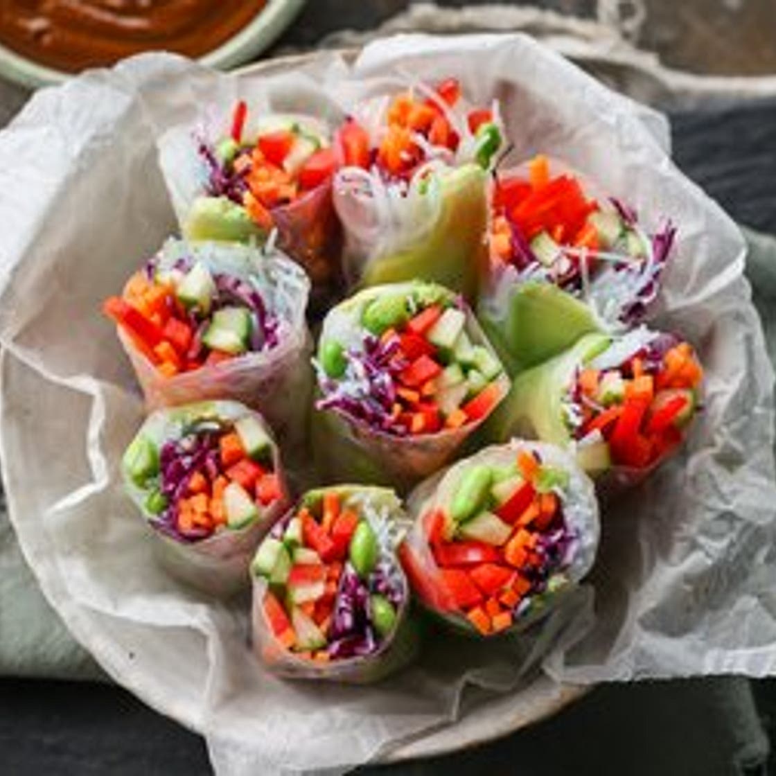 Fresh Salad Rolls with a Creamy Peanut Hoisin Sauce