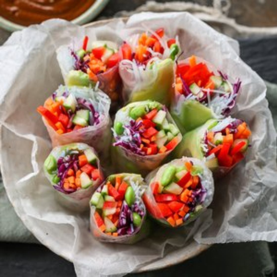 Fresh Salad Rolls with a Creamy Peanut Hoisin Sauce