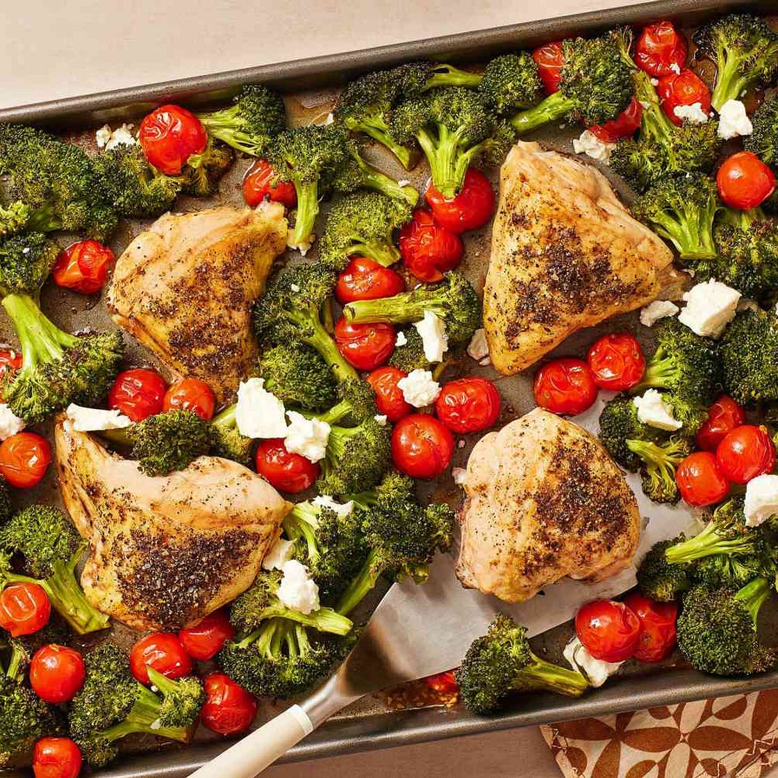 Sheet-Pan Lemon-Pepper Chicken with Broccoli & Tomatoes