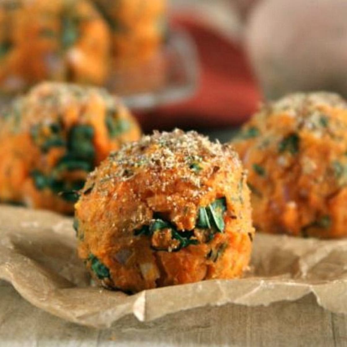 Sweet potato and baby spinach balls recipe